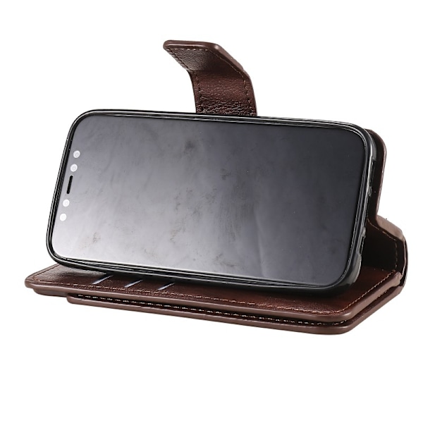 iPhone 15 Plus Praktisk Plånboksfodral med 12-Fack Array V4 - Brun