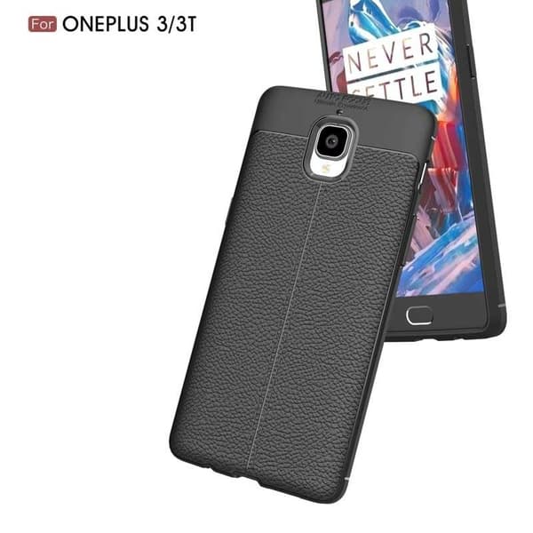 OnePlus 3 & 3T Iskunkestävä ja iskuja vaimentava LeatherBack Svart