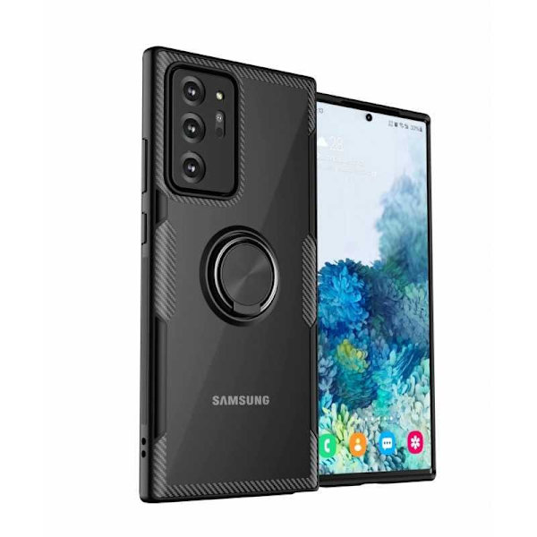 Samsung Note 20 Ultra Stöttåligt Skal med Ringhållare V4 Svart