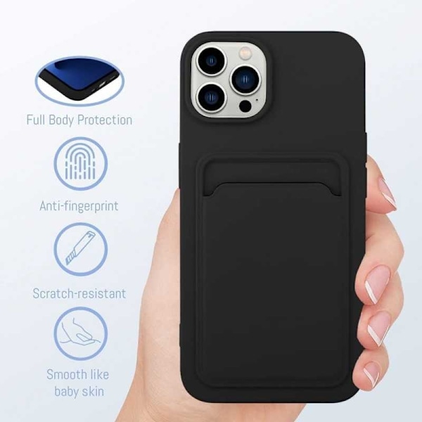 iPhone 13 Pro gummibelagt stødsikkert cover med væske til kortrum Rosa