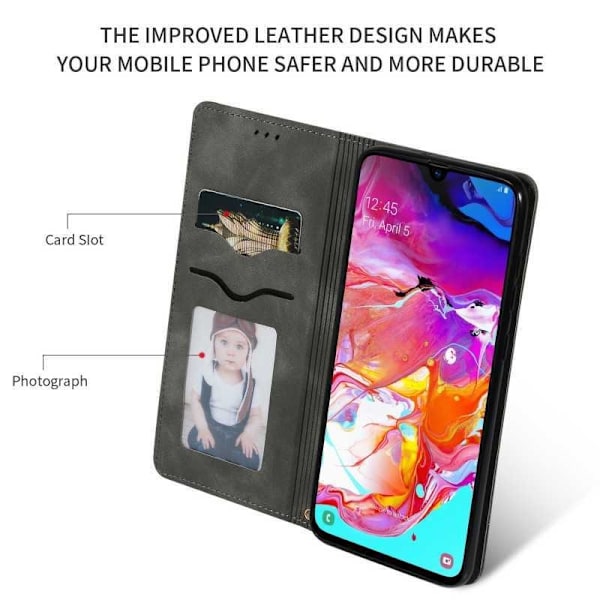 Samsung A70 Flip Case Card Lokero Mokka Black