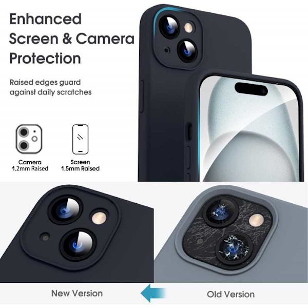 iPhone 16 Plus Gummibelagd Mattsvart Skal Kameraskydd Liquid - Svart