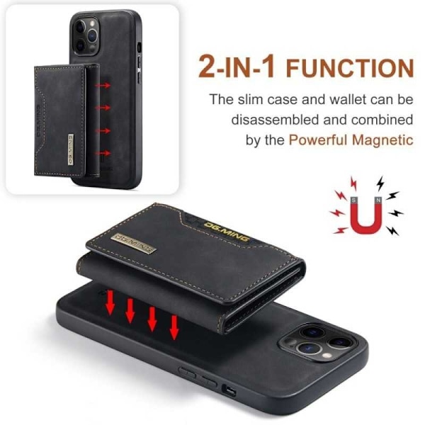 8-FACK iPhone 11 Pro Max Stöttåligt Skal med Magnetisk Korthållare DG.MING Detach Black