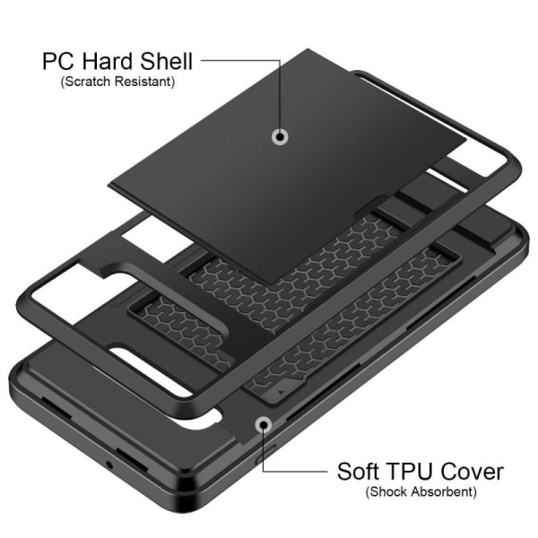 Samsung S10 Plus iskunkestävä kansi korttilokerolla (SM-G975F) Black
