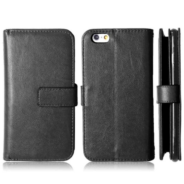 iPhone 6S Plus praktisk pung-etui med 11-bakker Svart