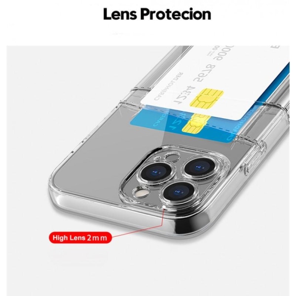 iPhone 13 Pro Tynt støtsikkert mobildeksel med kortspor V2 Transparent