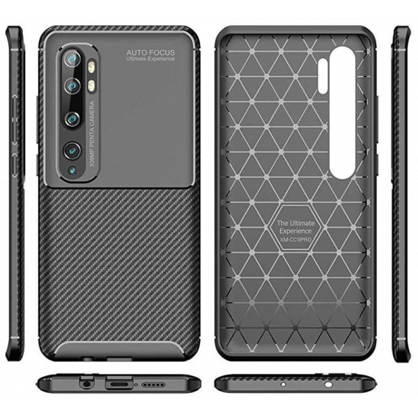 Xioami Mi 10 Pro Iskunkestävä ohut kansi FullCarbon V4 Black