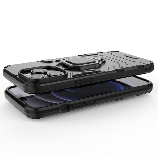 iPhone 14 Plus iskunkestävä kotelo ThinArmor sormustelineellä Black