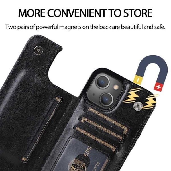 iPhone 14 Shockproof Cover Card Holder 3-SLOT Flippr Svart