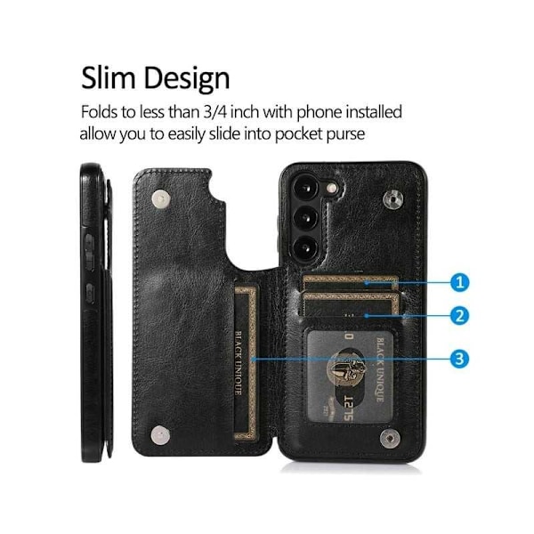 Samsung S24 Plus Stöttåligt Skal Korthållare 3-FACK Flippr - Svart