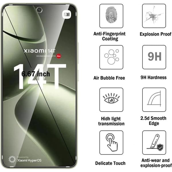 Xiaomi 14T Härdat glas 0.26mm 2.5D 9H