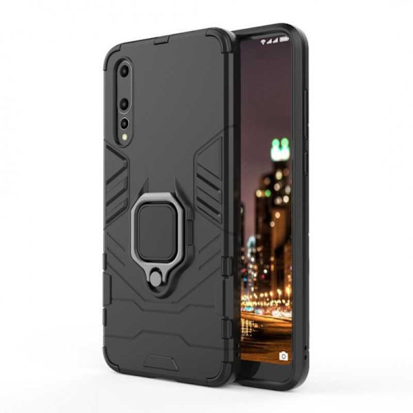 Huawei P20 Pro iskunkestävä suojus rengaspidikkeellä ThinArmor Black