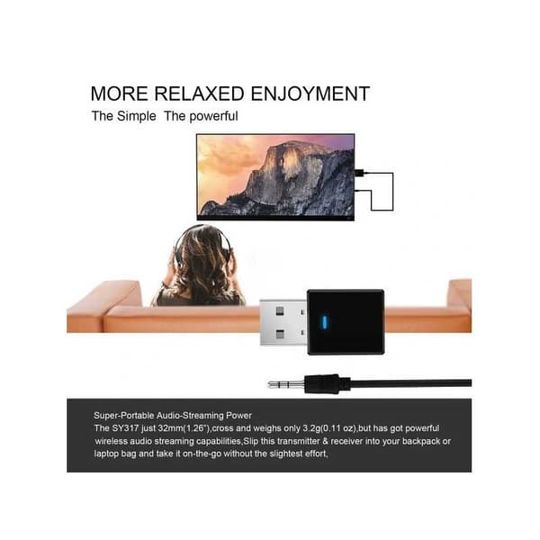 Bluetooth 5.0 lähetin/vastaanotin sovitin AUX 3.5mm Black