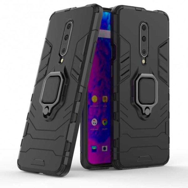 OnePlus 7 Pro / 7T Pro Iskunkestävä suojus rengaspidikkeellä ThinArmor Black