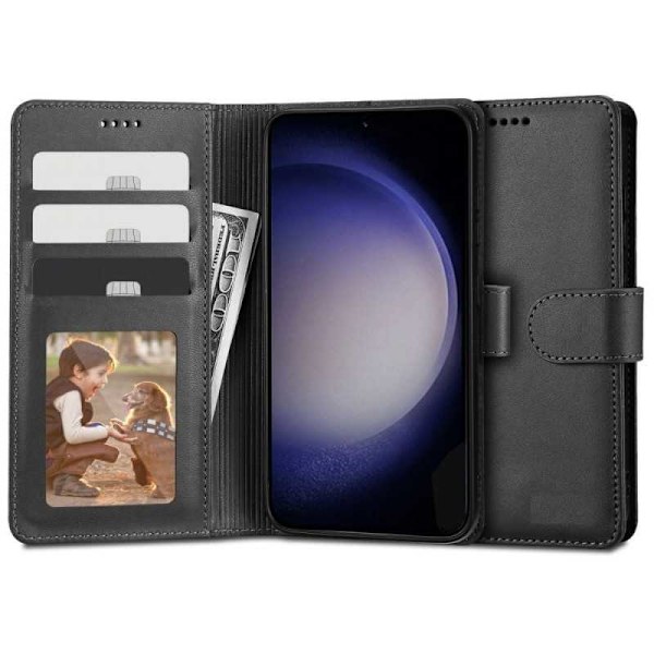 Samsung S23 Wallet Case PU-læder 4-LOMMES Black