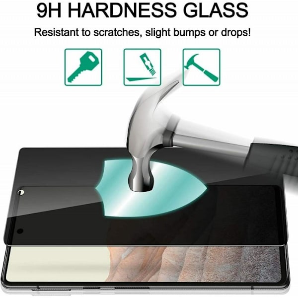 2-PACK Google Pixel 6A Privacy Härdat glas 0.26mm 2.5D 9H Transparent