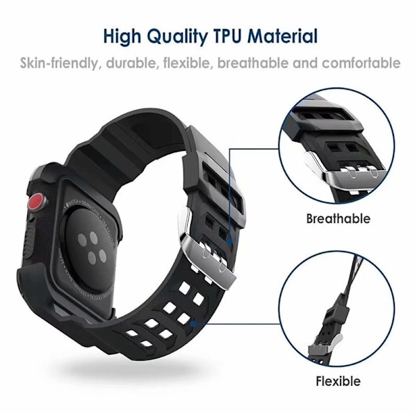 Apple Watch Series 6 40 mm iskunkestävä kotelo TerraActive-rannekorulla Black