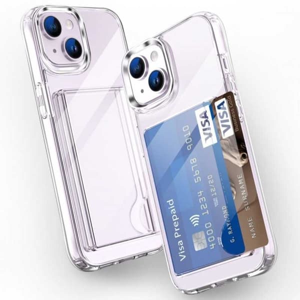 iPhone 15 Stöttåligt Skal med Kortfack V3 Transparent