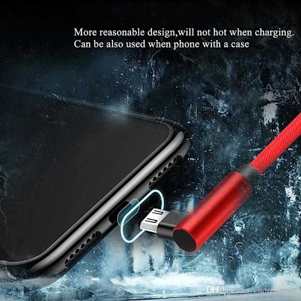 2 m kestävä punottu metallinen mikro-USB-kaapeli Pikalataus 3.0 Blå