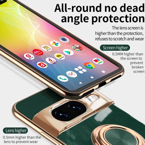 Google Pixel 8a Elegant & Stöttåligt Skal med Ringhållare Flawless - Mörkgrön