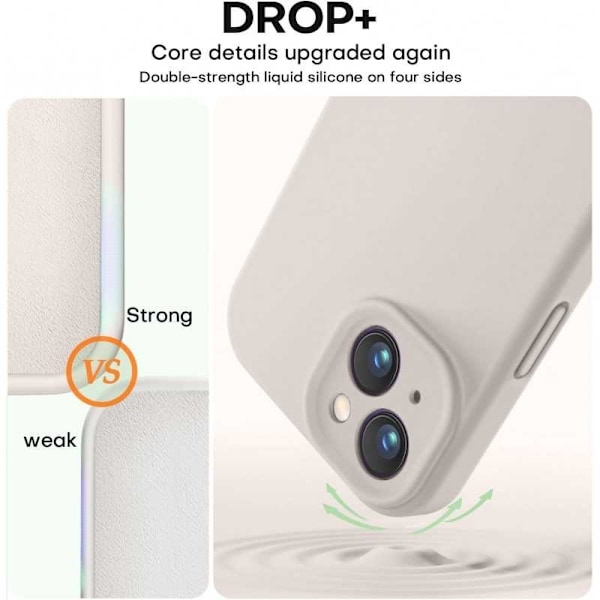 iPhone 14 Plus Gummibelagt Skal med Kameraskydd Liquid V2 - Retro White