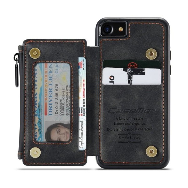 iPhone SE (2020 & 2022) Deksel kortholder og glidelås 4-POCKET C Black