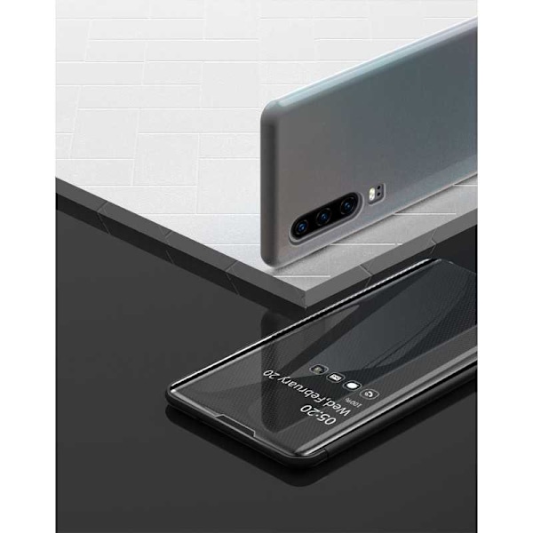 Huawei P30 Smart Flip Case Clear View Standing V3 Rocket Black