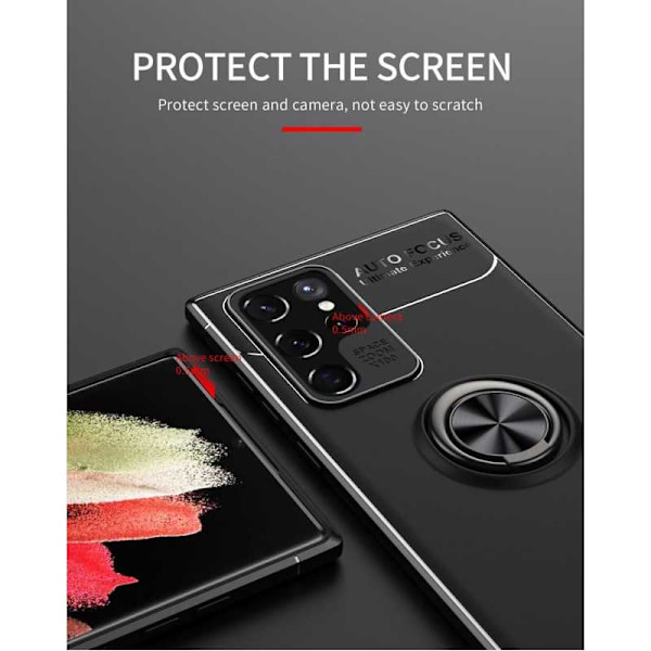 Samsung S22 Ultra Praktisk Stöttåligt Skal med Ringhållare V3 Svart