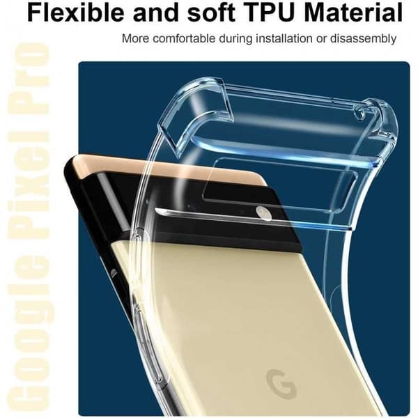 Google Pixel 6 Pro Iskunvaimennus Silicone Case Shockr Transparent