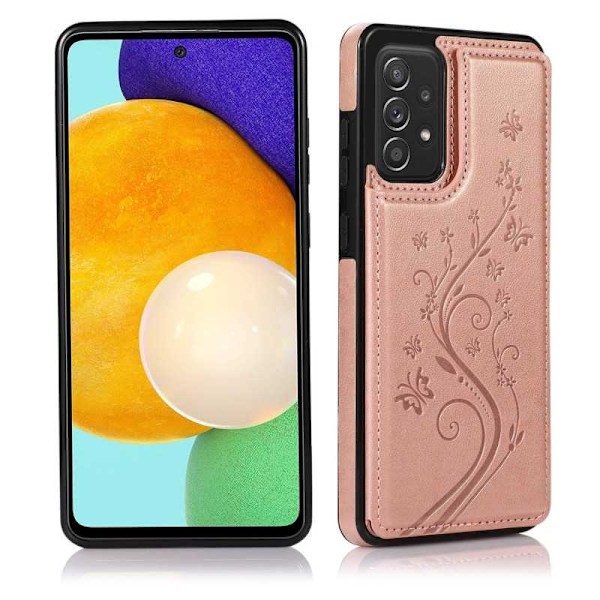 Samsung A33 5G Iskunkestävä Kannen korttiteline 3-POCKET Flippr V2 Pink gold