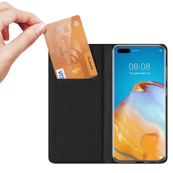 Huawei P40 PRO Flip Case Smooth -korttipaikka Black