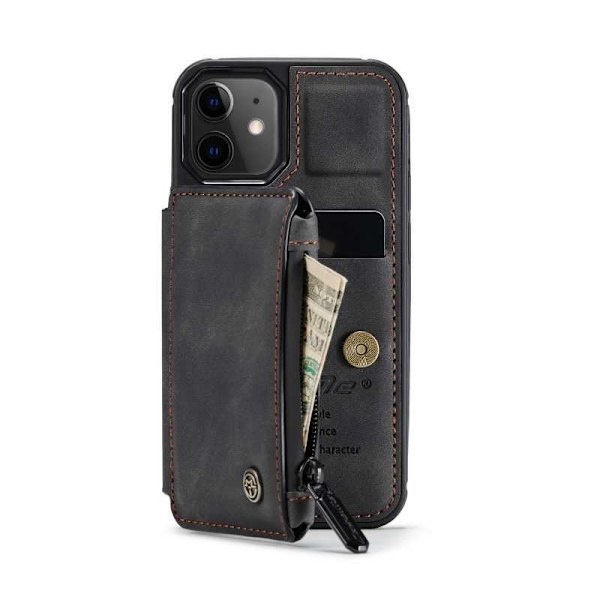 iPhone 13 -kotelon korttipidike ja vetoketju 4-POCKET CaseMe Flippr Black