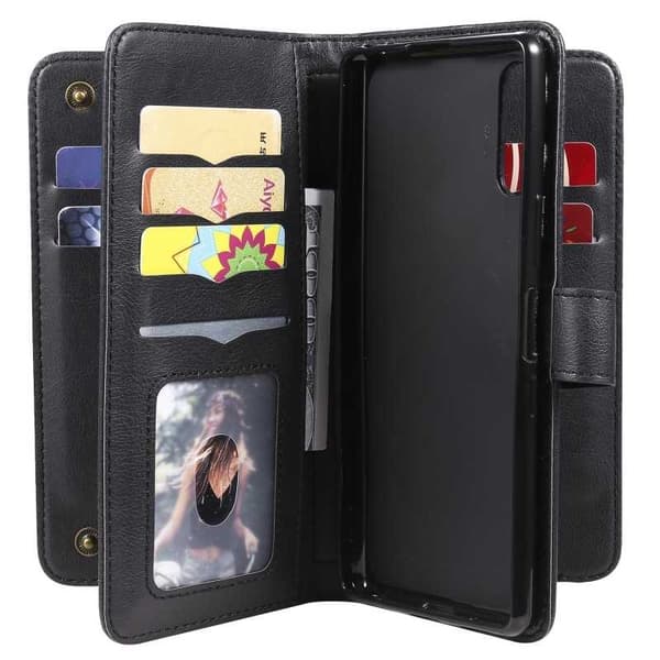 Sony Xperia L4 Praktisk Plånboksfodral med 11-Fack Array V2 Svart