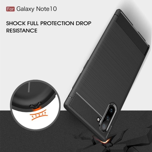 Samsung Note 10 Iskunkestävä SlimCarbon-kuori Black