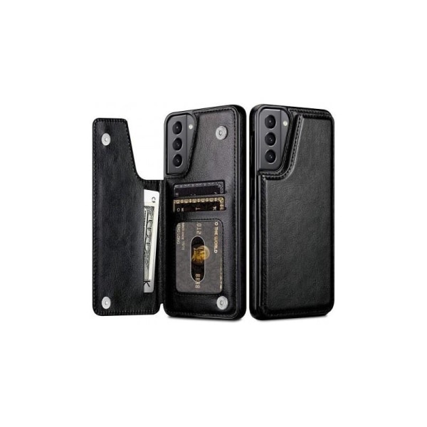 Samsung S22 Støtsikker deksel kortholder 3-POCKET Flippr Black