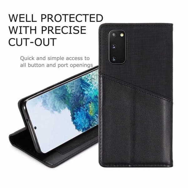 Samsung S20 Elegant Case PU-nahkaa ja RFID-esto Black