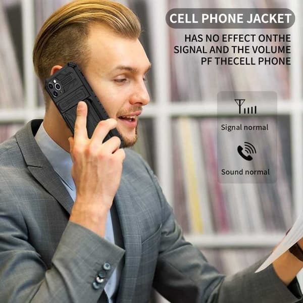 iPhone 11 Pro Max Iskunkestävä kansi Jalusta ja korttipaikka ThinArmor V3 Black