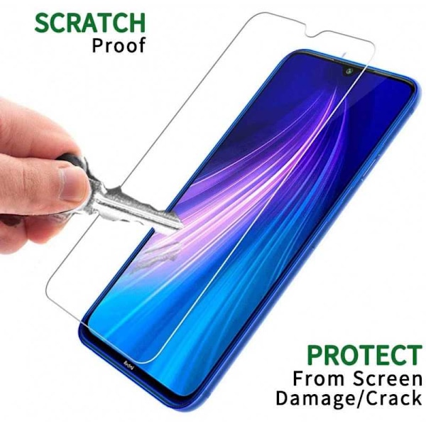 2-PACK Redmi Note 8 Hærdet glas 0,26 mm 2,5D 9H Transparent