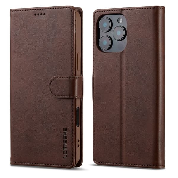 LC.IMEEKE Plånboksfodral iPhone 16 Pro - Mörkbrun