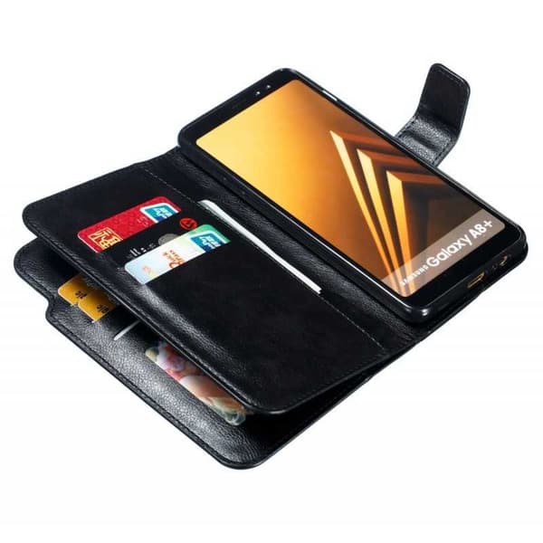 Samsung A8 2018 Praktisk Plånboksfodral med 12-Fack Array V4 Svart