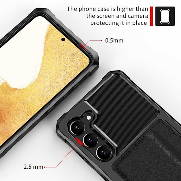 Samsung S23 Plus Stöttåligt Skal med Kortfack Solid V2 Svart