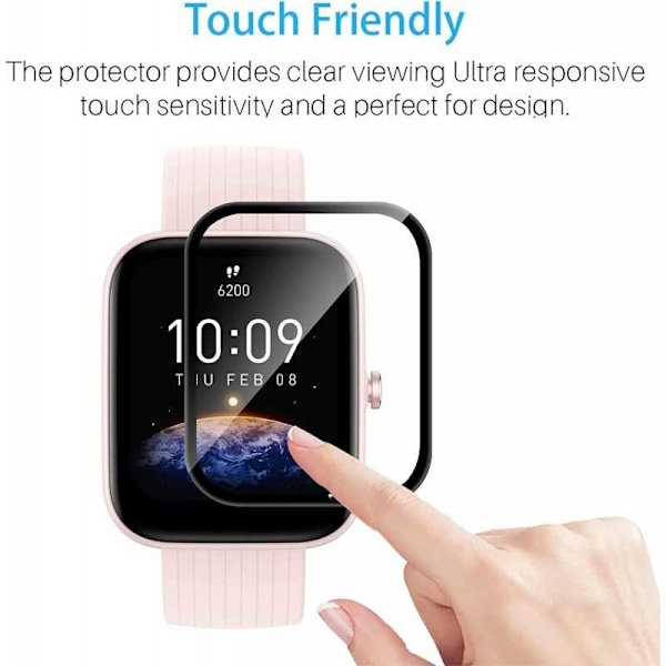 2-PACK Amazfit Bip 3/3Pro Hærdet glas FullFrame 3D 0,2 mm 9H Transparent