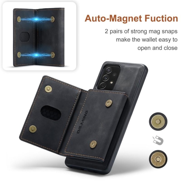 8-FACK Samsung A53 5G Stöttåligt Skal med Magnetisk Korthållare Svart