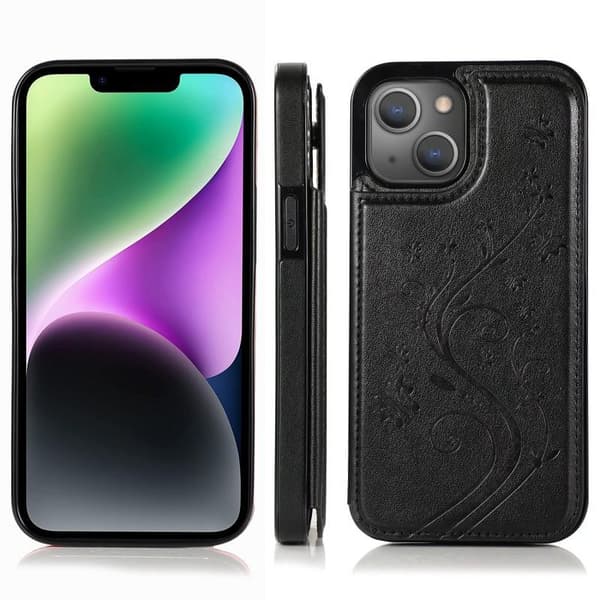 iPhone 14 Iskunkestävä Kannen korttiteline 3-POCKET Flippr V2 Black