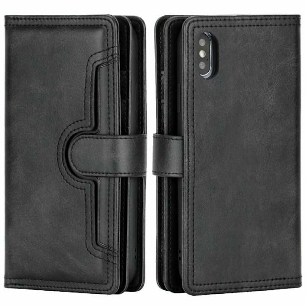 iPhone X / XS Wallet Case 10-taskuinen Array V3 Svart