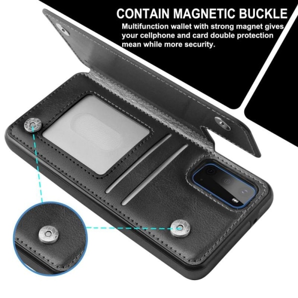 Samsung S20 Støtsikker deksel kortholder 3-POCKET Flippr Black