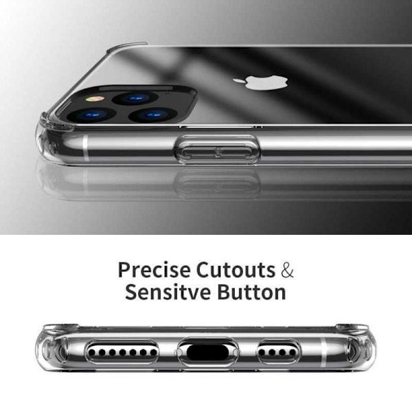 iPhone 11 Pron iskuja vaimentava silikonikuori, yksinkertainen Transparent