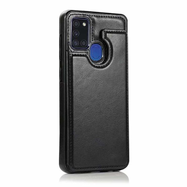 Samsung A21S Shockproof Case Kortholder 3-POCKET Flippr Black