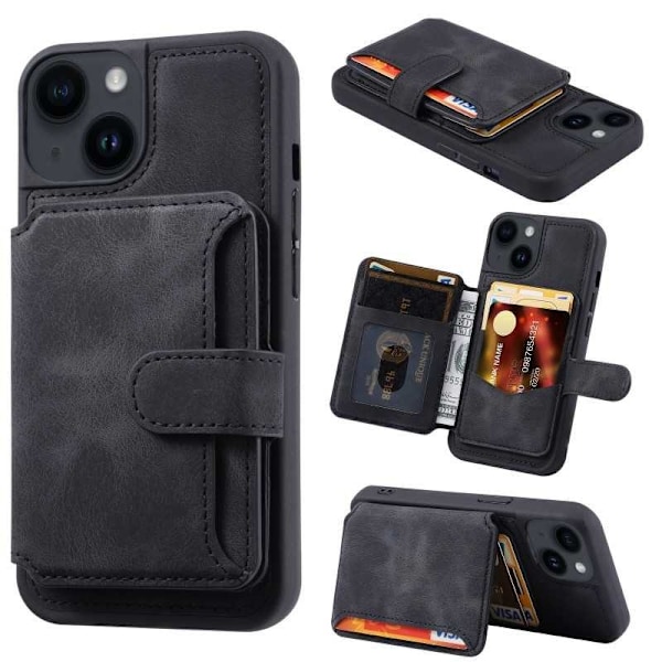 iPhone 13 Iskunkestävä Premium Cover 7-SLOT Solid V6 Nordcell™ Black