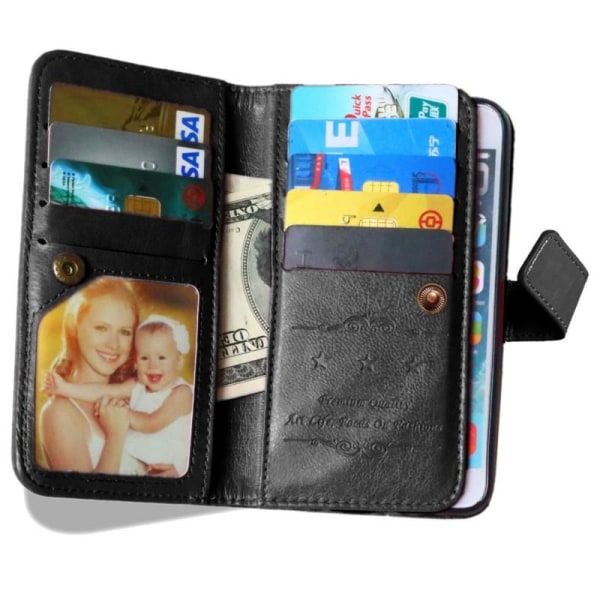 käytännöllinen iPhone 6S Plus -lompakkokotelo, jossa on 11 loker Black